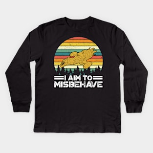 I aim to misbehave. Fitted Kids Long Sleeve T-Shirt